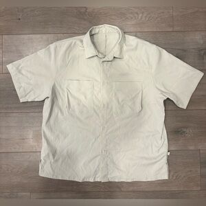 Lululemon Men’s Relaxed-Fit Short Sleeve Button-up Shirt Cream Large